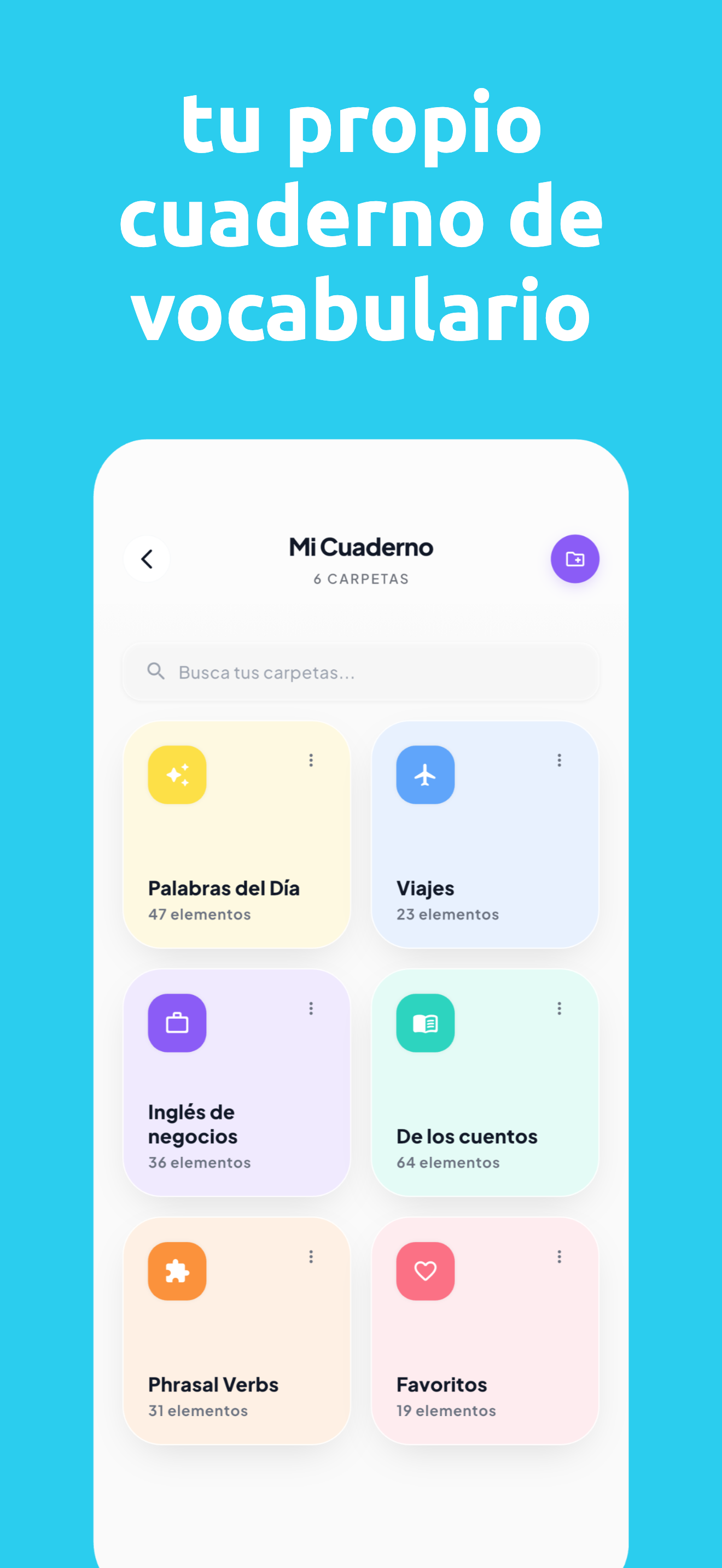 Cuaderno personal con carpetas
