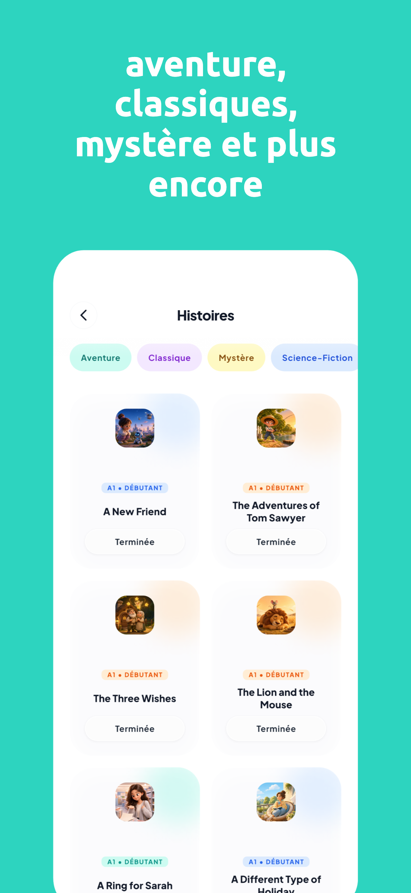 Bibliothèque d'histoires par genre