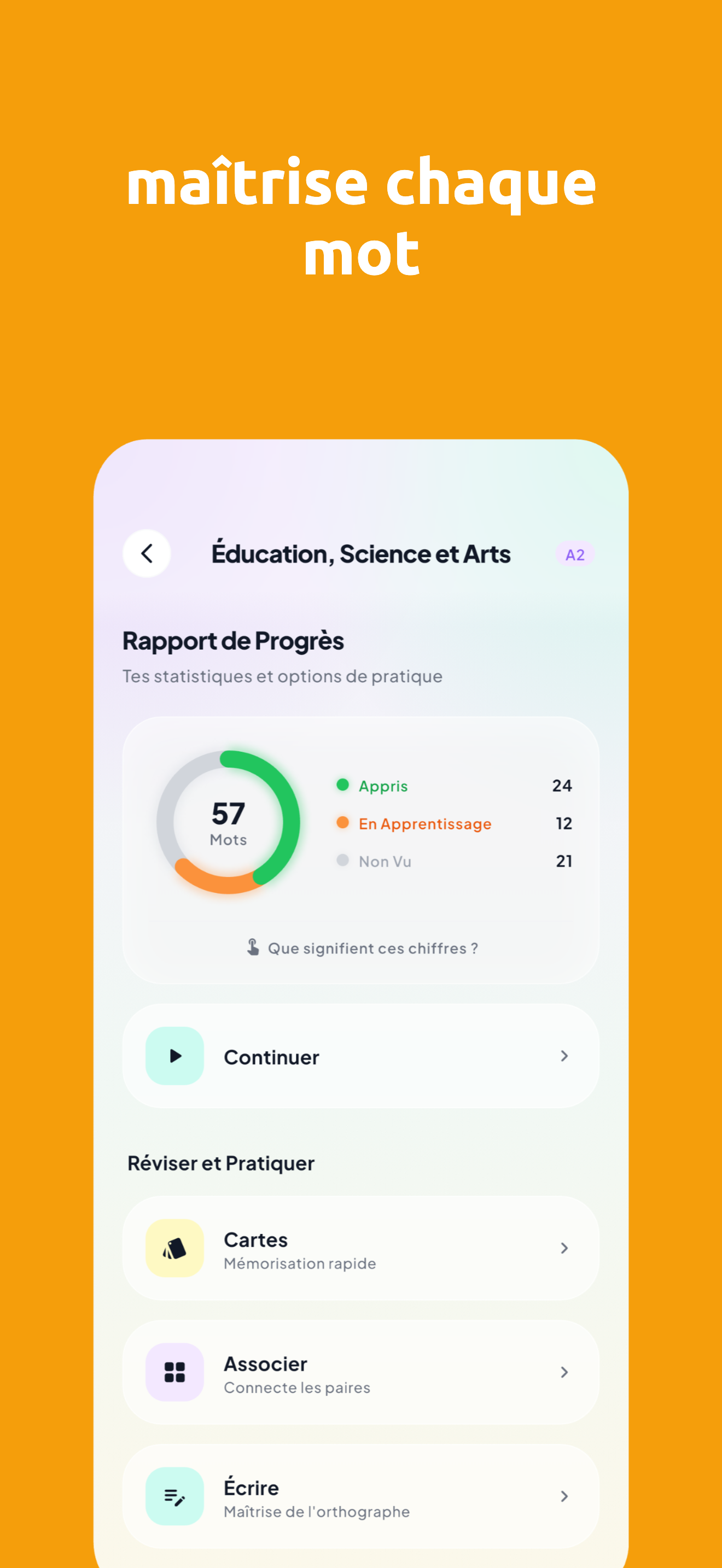 Détail d'un thème avec anneau de progression