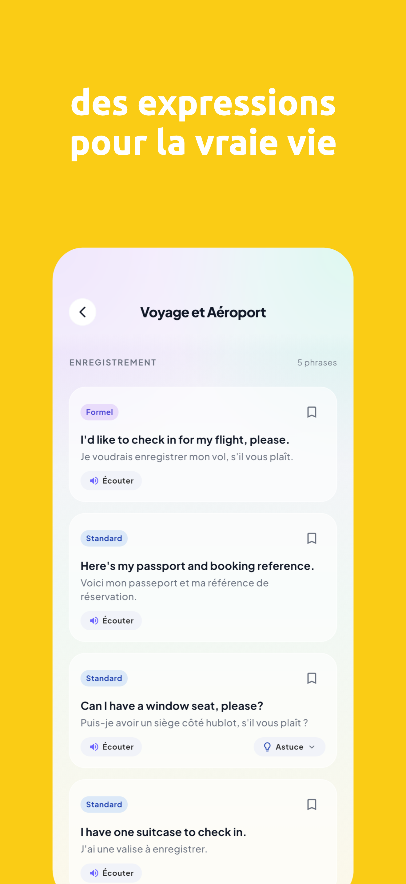 Phrases du quotidien — Voyage et aéroport